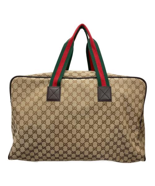 GUCCI（グッチ）GUCCI (グッチ) シェリーラインボストンバッグ ベージュ×ダークブラウンの古着・服飾アイテム