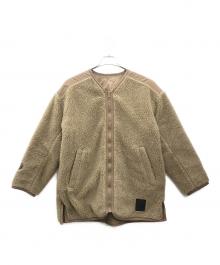 H.A.K×ROYAL NAVY（ハク×ロイヤルネイビー）の古着「ボア＆ナイロンスターキルティングリバーシブルブルゾン」｜ベージュ