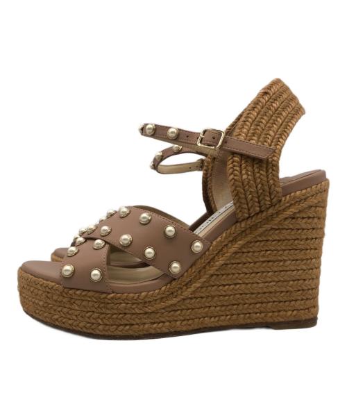 JIMMY CHOO（ジミーチュウ）JIMMY CHOO (ジミーチュウ) Dellena100　ウェッジソールサンダル ベージュ×ピンク サイズ:36の古着・服飾アイテム