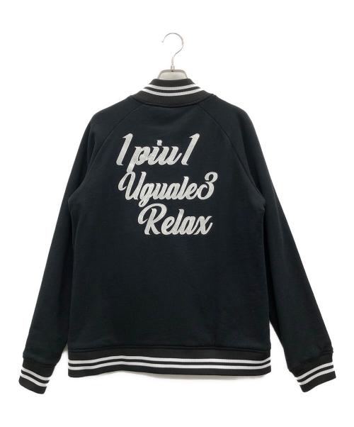 1PIU1UGUALE3 RELAX（ウノピゥウノウグァーレトレ リラックス）1piu1uguale3 relax (ウノピゥウノウグァーレトレ リラックス) バックロゴスウェットスタジアムジャンパー ブラック サイズ:Mの古着・服飾アイテム