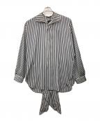 atoアトウ）の古着「ストライプスカーフシャツ」｜ホワイト×ネイビー