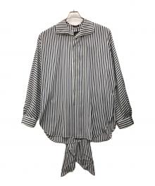 ato（アトウ）の古着「ストライプスカーフシャツ」｜ホワイト×ネイビー
