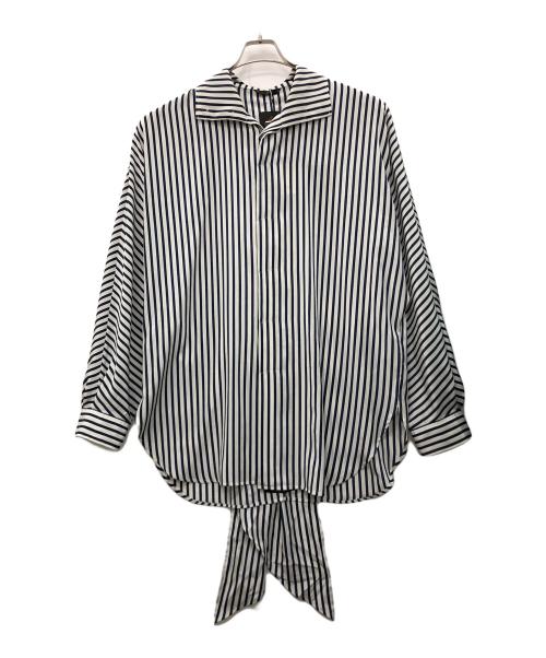 ato（アトウ）ato (アトウ) ストライプスカーフシャツ ホワイト×ネイビー サイズ:46の古着・服飾アイテム