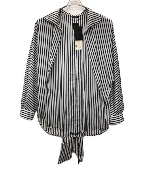 ato（アトウ）ato (アトウ) ストライプスカーフシャツ ホワイト×ネイビー サイズ:46の古着・服飾アイテム