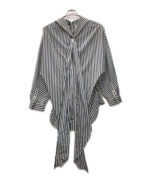 ato（アトウ）ato (アトウ) ストライプスカーフシャツ ホワイト×ネイビー サイズ:46の古着・服飾アイテム