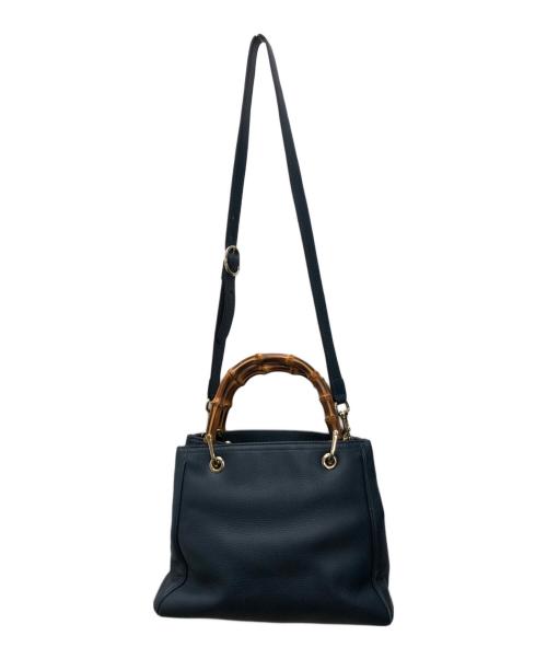 GUCCI（グッチ）GUCCI (グッチ) バンブーショッパースモールバッグ ネイビーの古着・服飾アイテム