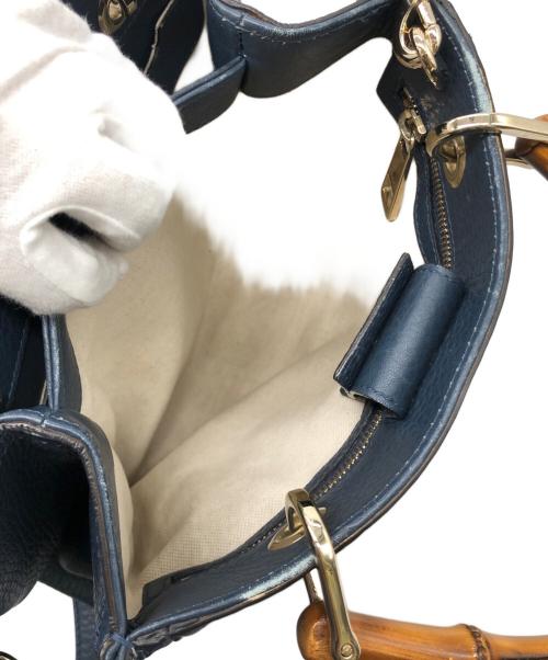 GUCCI（グッチ）GUCCI (グッチ) バンブーショッパースモールバッグ ネイビーの古着・服飾アイテム