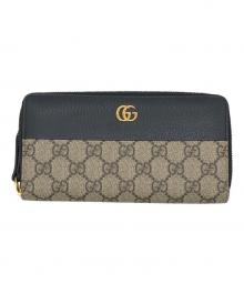 GUCCI（グッチ）の古着「ラウンドジップウォレット」｜ブラック×ベージュ