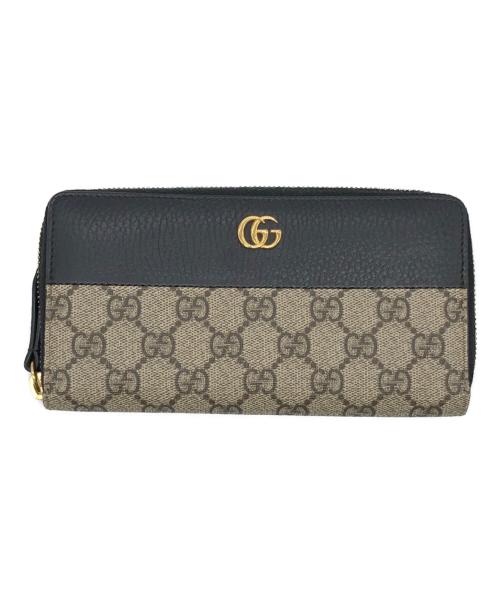 GUCCI（グッチ）GUCCI (グッチ) ラウンドジップウォレット ブラック×ベージュの古着・服飾アイテム