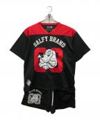 GALFYガルフィー）の古着「メッシュフットボールT・ハーフパンツ」｜ブラック