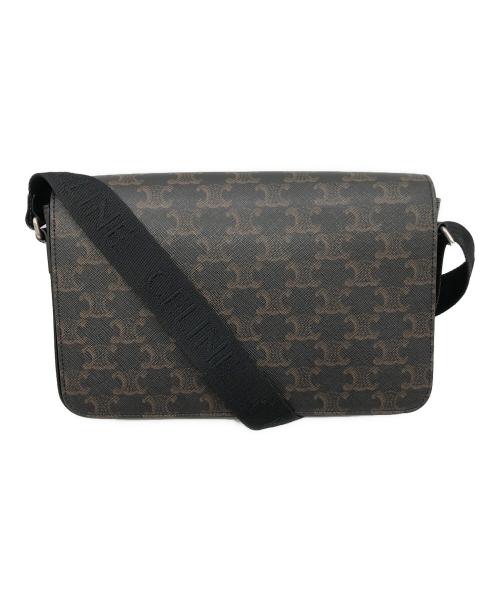 CELINE（セリーヌ）CELINE (セリーヌ) フラップ メッセンジャー バッグ / トリオンフキャンバス＆カーフスキン ブラックの古着・服飾アイテム