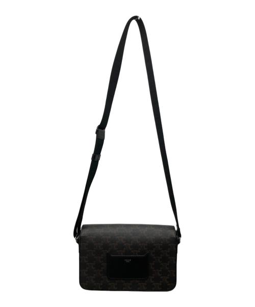 CELINE（セリーヌ）CELINE (セリーヌ) フラップ メッセンジャー バッグ / トリオンフキャンバス＆カーフスキン ブラックの古着・服飾アイテム