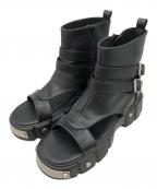 ellno losetエルノロゼット）の古着「メタルプレートブーツサンダル」｜ブラック