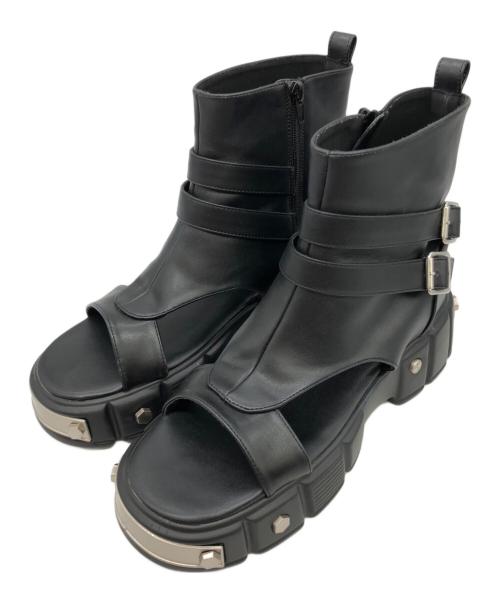 ellno loset（エルノロゼット）Ellno Loset (エルノロゼット) メタルプレートブーツサンダル ブラック サイズ:LLの古着・服飾アイテム