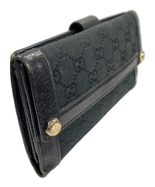 GUCCI（グッチ）GUCCI (グッチ) 長財布 GGキャンバス ブラック サイズ:実寸サイズにてご確認ください。の古着・服飾アイテム