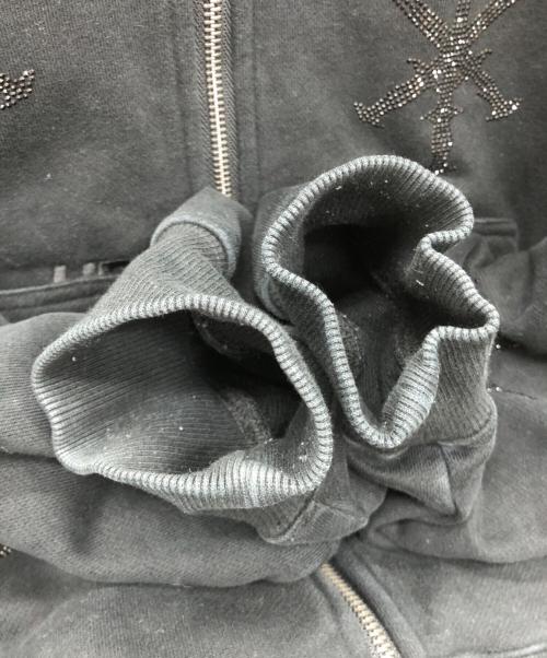 unknown（アンノウン）Unknown (アンノウン) ラインストーンジップパーカー ブラック サイズ:Lの古着・服飾アイテム