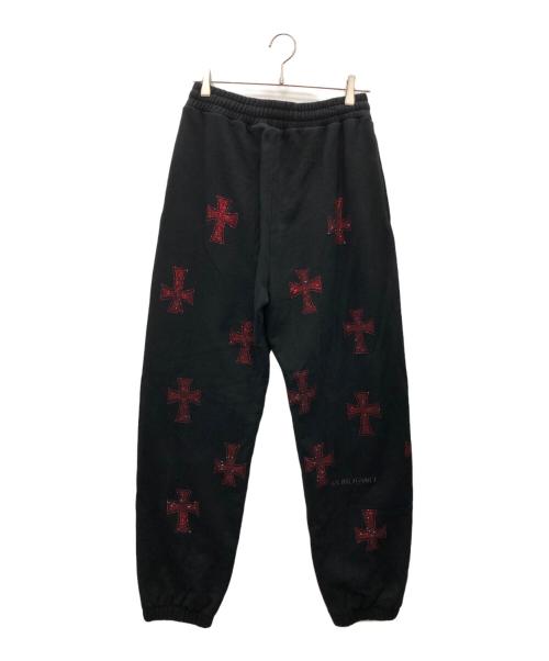 unknown（アンノウン）Unknown (アンノウン) ラインストーンクロススウェットパンツ ブラック サイズ:Mの古着・服飾アイテム