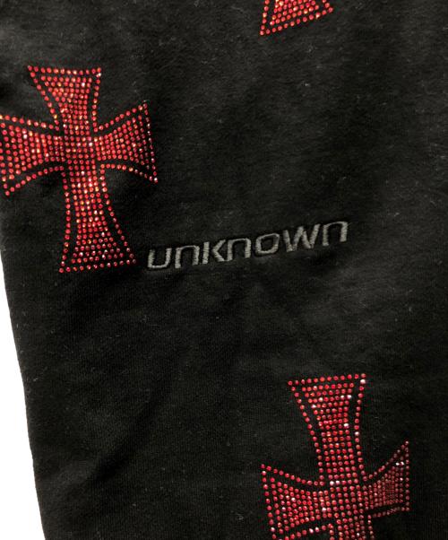 unknown（アンノウン）Unknown (アンノウン) ラインストーンクロススウェットパンツ ブラック サイズ:Mの古着・服飾アイテム