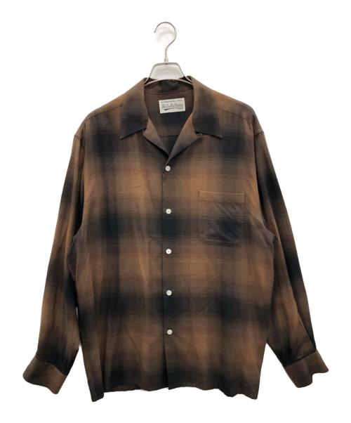 WACKO MARIA（ワコマリア）WACKO MARIA (ワコマリア) オープンカラーシャツ ブラウン×ブラック サイズ:XLの古着・服飾アイテム
