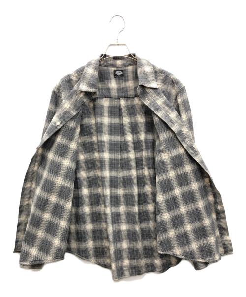 TATTOO STUDIO YAMADA（タトゥースタジオヤマダ）TATTOO STUDIO YAMADA (タトゥースタジオヤマダ) オンブレチェックシャツ グレー サイズ:Lの古着・服飾アイテム