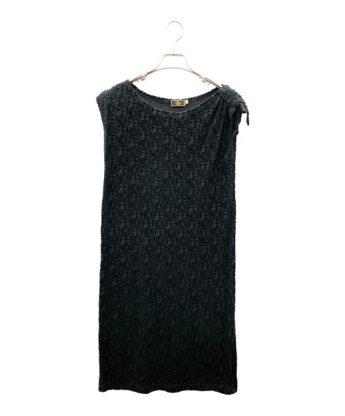 FENDI（フェンディ）FENDI (フェンディ) ズッカ柄ノースリーブワンピース ブラック サイズ:40の古着・服飾アイテム