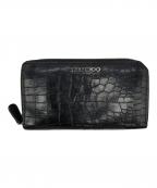 JIMMY CHOOジミーチュウ）の古着「ラウンドファスナー型押し財布」｜ブラック