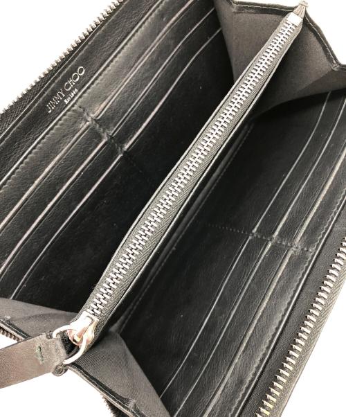 JIMMY CHOO（ジミーチュウ）JIMMY CHOO (ジミーチュウ) ラウンドファスナー型押し財布 ブラックの古着・服飾アイテム