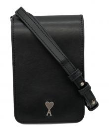 AMI PARIS（アミ パリス）の古着「アコーディオンミニショルダーポーチ」｜ブラック