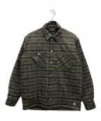 BLUCO WORK GARMENTブルコ ワーク ガーメント）の古着「キルティング フランネルシャツ」｜オリーブ