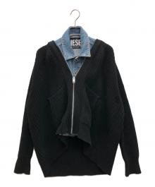 DIESEL（ディーゼル）の古着「ニットドッキングジャケット」｜ブラック×インディゴ