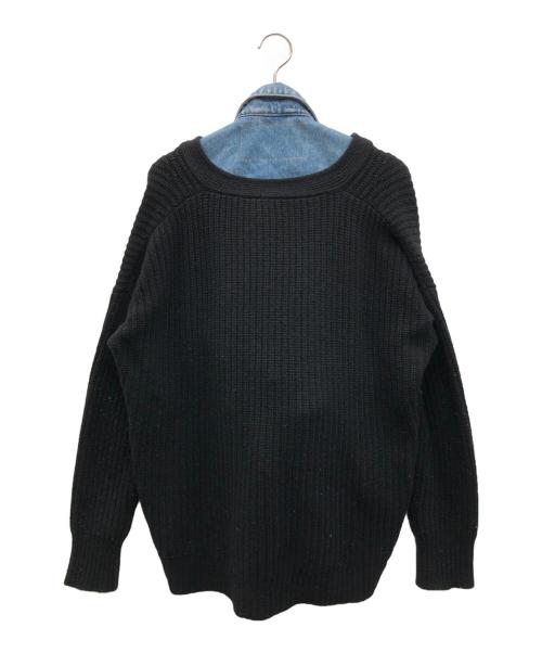 DIESEL（ディーゼル）DIESEL (ディーゼル) ニットドッキングジャケット ブラック×インディゴ サイズ:XSの古着・服飾アイテム