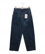 MACPHEEマカフィー）の古着「デニムスパークジャカード タックストレートパンツ」｜インディゴ
