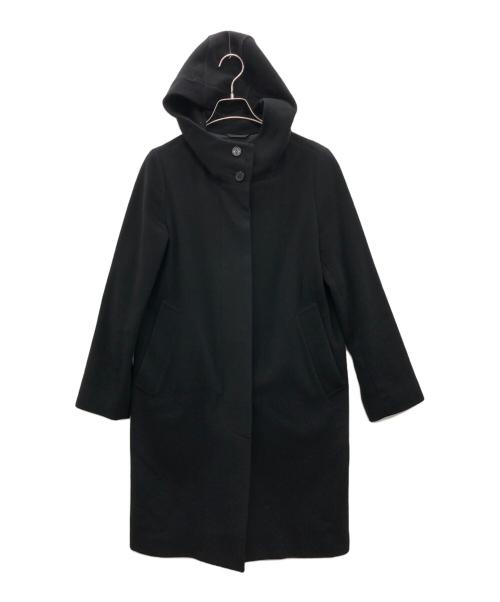 MACKINTOSH LONDON（マッキントッシュ ロンドン）MACKINTOSH LONDON (マッキントッシュ ロンドン) ソフトウールモッサフーデットコート ブラック サイズ:38の古着・服飾アイテム