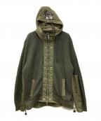 DIESELディーゼル）の古着「ロゴパッチニットジップパーカー」｜オリーブ