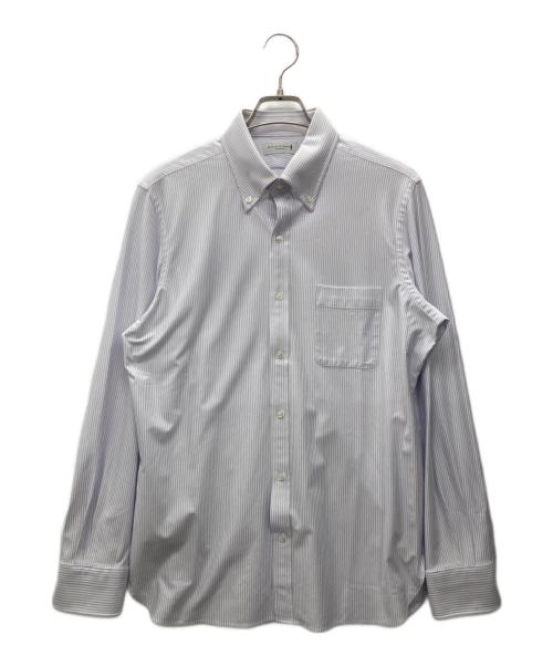 MACKINTOSH LONDON（マッキントッシュ ロンドン）MACKINTOSH LONDON (マッキントッシュ ロンドン) キャンディーストライプジャージーシャツ ホワイト×パープル サイズ:Lの古着・服飾アイテム