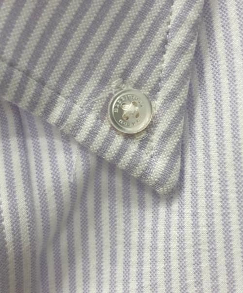 MACKINTOSH LONDON（マッキントッシュ ロンドン）MACKINTOSH LONDON (マッキントッシュ ロンドン) キャンディーストライプジャージーシャツ ホワイト×パープル サイズ:Lの古着・服飾アイテム