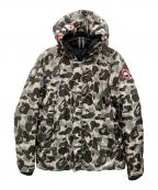 A BATHING APE×CANADA GOOSE×Conceptsア ベイシング エイプ×カナダグース×コンセプト）の古着「クロフトンシャークフーディ ダウンジャケット」｜カーキ×ブラック
