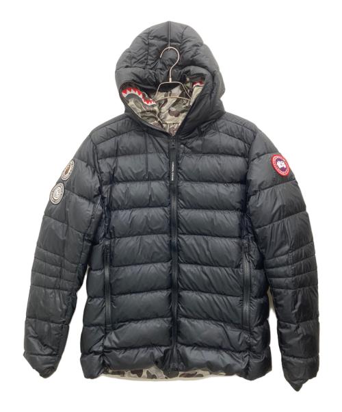 A BATHING APE（ア ベイシング エイプ）A BATHING APE (ア ベイシング エイプ) CANADA GOOSE (カナダグース) CONCEPTS (コンセプツ) クロフトンシャークフーディ ダウンジャケット カーキ×ブラック サイズ:Lの古着・服飾アイテム