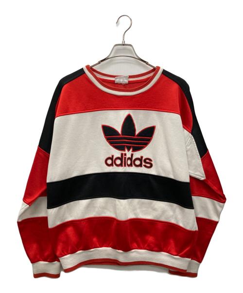 adidas（アディダス）adidas (アディダス) トレフォイルロゴスウェット ホワイト×レッド サイズ:不明の古着・服飾アイテム