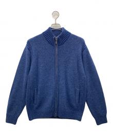 Aquascutum（アクアスキュータム）の古着「plating ZIPUP KNIT」｜ブルー