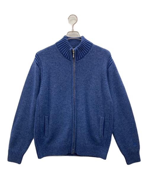 Aquascutum（アクアスキュータム）Aquascutum (アクアスキュータム) plating ZIPUP KNIT ブルー サイズ:Lの古着・服飾アイテム
