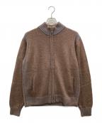 Aquascutumアクアスキュータム）の古着「ジップニットカーディガン」｜ブラウン