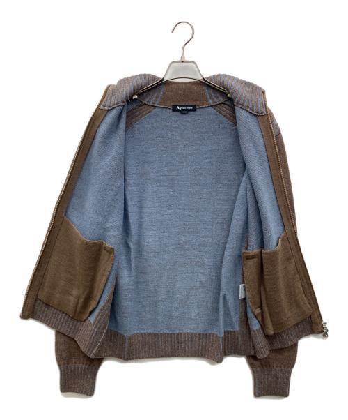 Aquascutum（アクアスキュータム）Aquascutum (アクアスキュータム) ジップニットカーディガン ブラウン サイズ:Lの古着・服飾アイテム