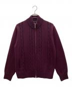 Aquascutumアクアスキュータム）の古着「ジップニットカーディガン」｜レッド