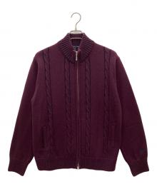 Aquascutum（アクアスキュータム）の古着「ジップニットカーディガン」｜レッド