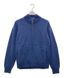 Aquascutum（アクアスキュータム）の古着「plating ZIPUP KNIT」｜ブルー