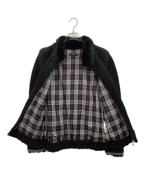 BURBERRY BLACK LABEL（バーバリーブラックレーベル）BURBERRY BLACK LABEL (バーバリーブラックレーベル) ラビットファーニットジャケット ブラック サイズ:2の古着・服飾アイテム