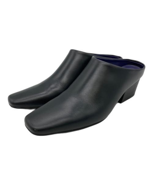 TODAYFUL（トゥデイフル）TODAYFUL (トゥデイフル) SQUARE LEATHER SABOT ブラック サイズ:37（23.5）の古着・服飾アイテム