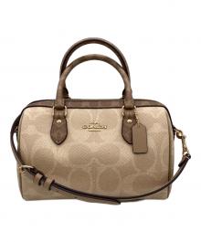 COACH（コーチ）の古着「ローアン サッチェル バッグ・ブロックド」｜ベージュ