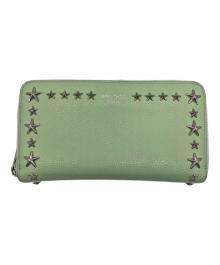 JIMMY CHOO（ジミーチュウ）の古着「スタッズジップアラウンドウォレット」｜PEPPERMINT /SILVER